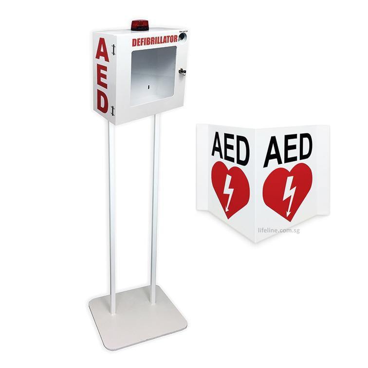 AED Alarm Enclosure with Hanging Floor Stand - Lifeline Corporation