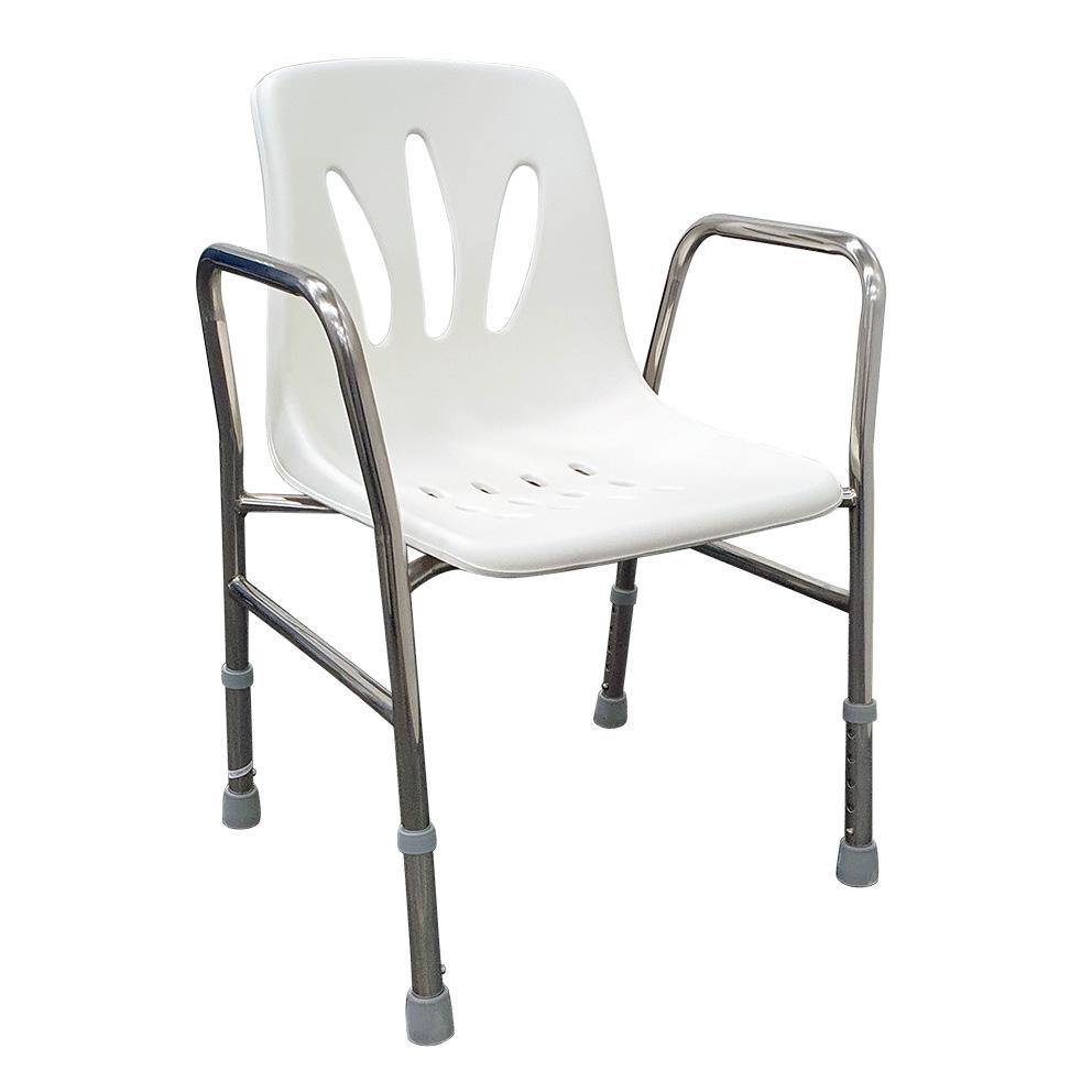 Stainless Steel Height Adjustable Stationary Shower Chair - Lifeline Corporation