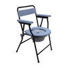 Foldable Commode with Black Frame Grey Seat & Armrest