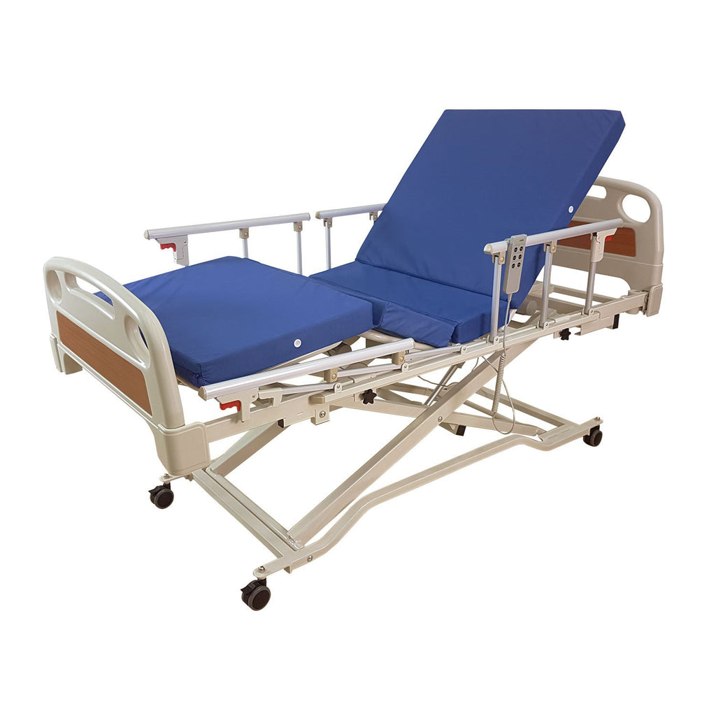 Electric Low Hospital Bed with 4 Side Rails