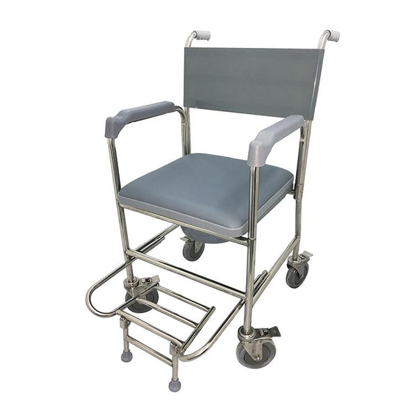 Stainless Steel Commode with Stainless Steel Fork & PVC Seat Cushion - Lifeline Corporation