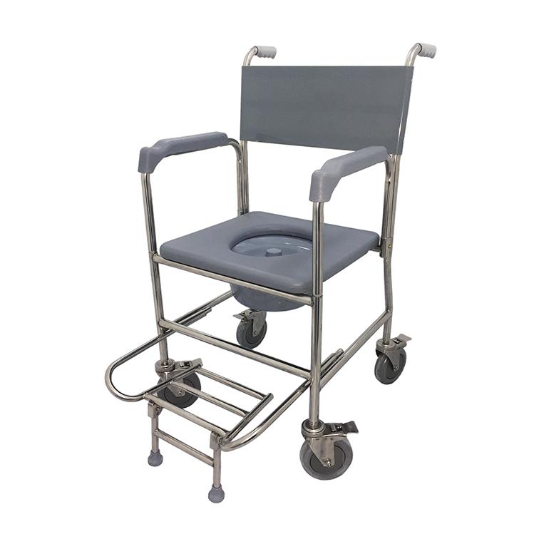 Stainless Steel Commode with Stainless Steel Fork & PVC Seat Cushion