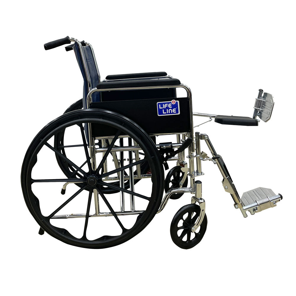 Chrome Elevating Wheelchair with Safety Belt Lifeline Corporation
