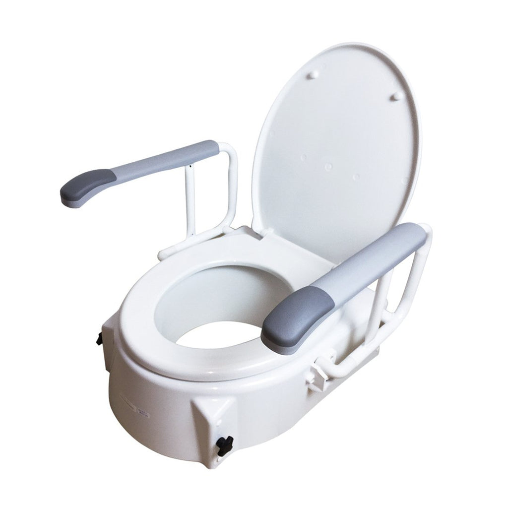 Height Adjustable Raised Toilet Seat with Flip Up Armrest - Lifeline Corporation