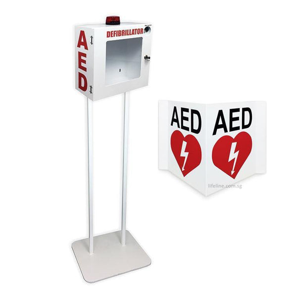 AED Alarm Enclosure with Hanging Floor Stand – Lifeline Corporation