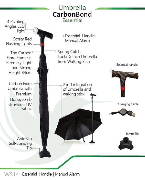 SMART Umbrella Walking Stick - CarbonBond